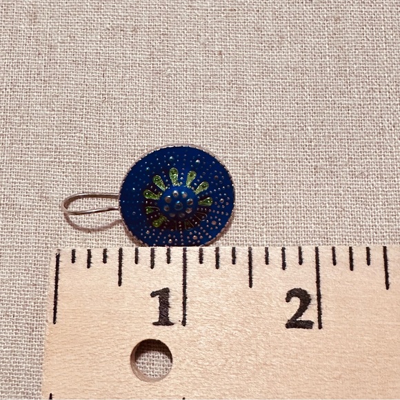 Vintage | Earrings | Turkish Silver Enamel in Blue & Green Earrings - Picture 7 of 9